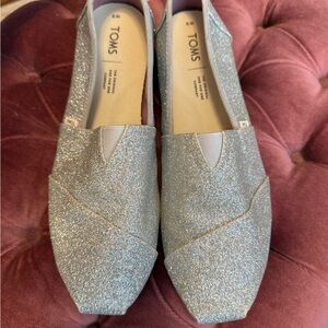 TOMS Women's Sparkling Glitter Slip-On Flats - Silver